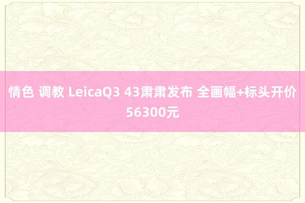 情色 调教 LeicaQ3 43肃肃发布 全画幅+标头开价56300元
