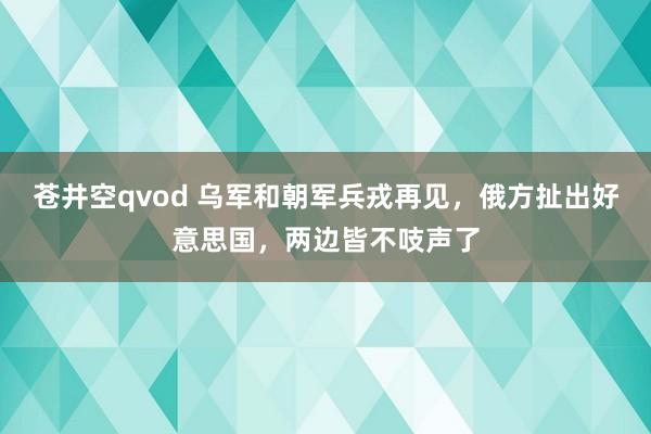 苍井空qvod 乌军和朝军兵戎再见，俄方扯出好意思国，两边皆不吱声了