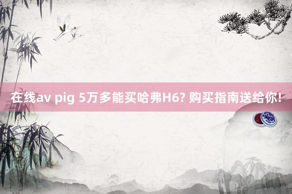 在线av pig 5万多能买哈弗H6? 购买指南送给你!