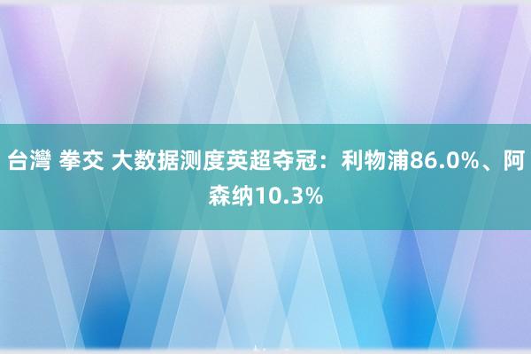 台灣 拳交 大数据测度英超夺冠：利物浦86.0%、阿森纳10.3%