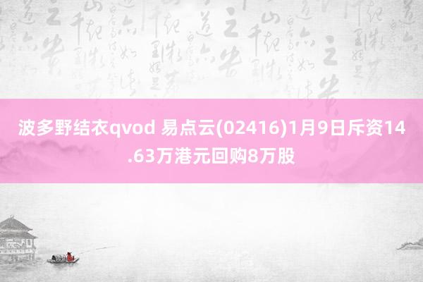 波多野结衣qvod 易点云(02416)1月9日斥资14.63万港元回购8万股