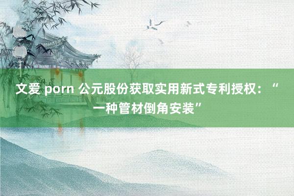 文爱 porn 公元股份获取实用新式专利授权：“一种管材倒角安装”