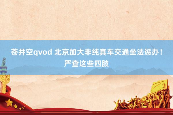 苍井空qvod 北京加大非纯真车交通坐法惩办！严查这些四肢