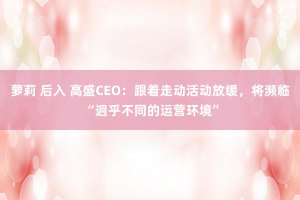 萝莉 后入 高盛CEO：跟着走动活动放缓，将濒临 “迥乎不同的运营环境”