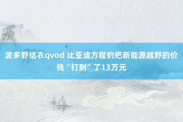 波多野结衣qvod 比亚迪方程豹把新能源越野的价钱“打到”了13万元