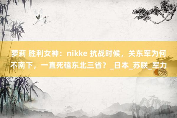 萝莉 胜利女神：nikke 抗战时候，关东军为何不南下，一直死磕东北三省？_日本_苏联_军力