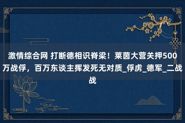 激情综合网 打断德相识脊梁！莱茵大营关押500万战俘，百万东谈主挥发死无对质_俘虏_德军_二战