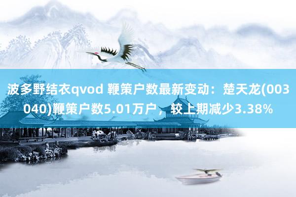 波多野结衣qvod 鞭策户数最新变动：楚天龙(003040)鞭策户数5.01万户，较上期减少3.38%