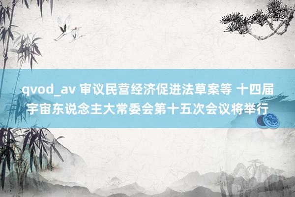 qvod_av 审议民营经济促进法草案等 十四届宇宙东说念主大常委会第十五次会议将举行